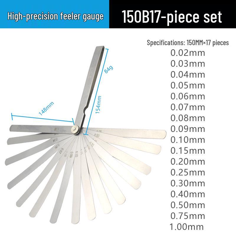 Stainless Steel Feeler Gauge, 100x17 & 100x14 Sizes, Various Specifications