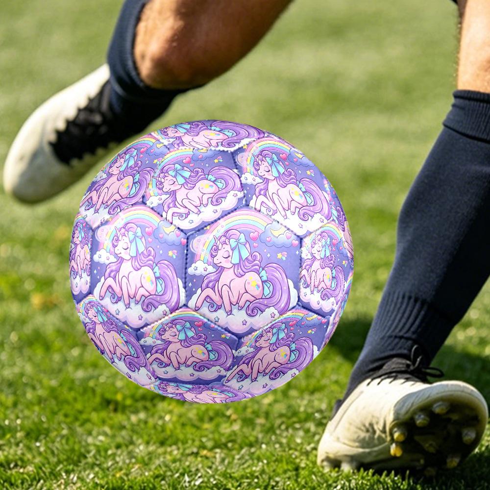 1pc Unicorn Dreams Themed Soccer Ball, Size 5, Lightweight PVC Material, Outdoor Training Soccer Ball Gift. q62227
