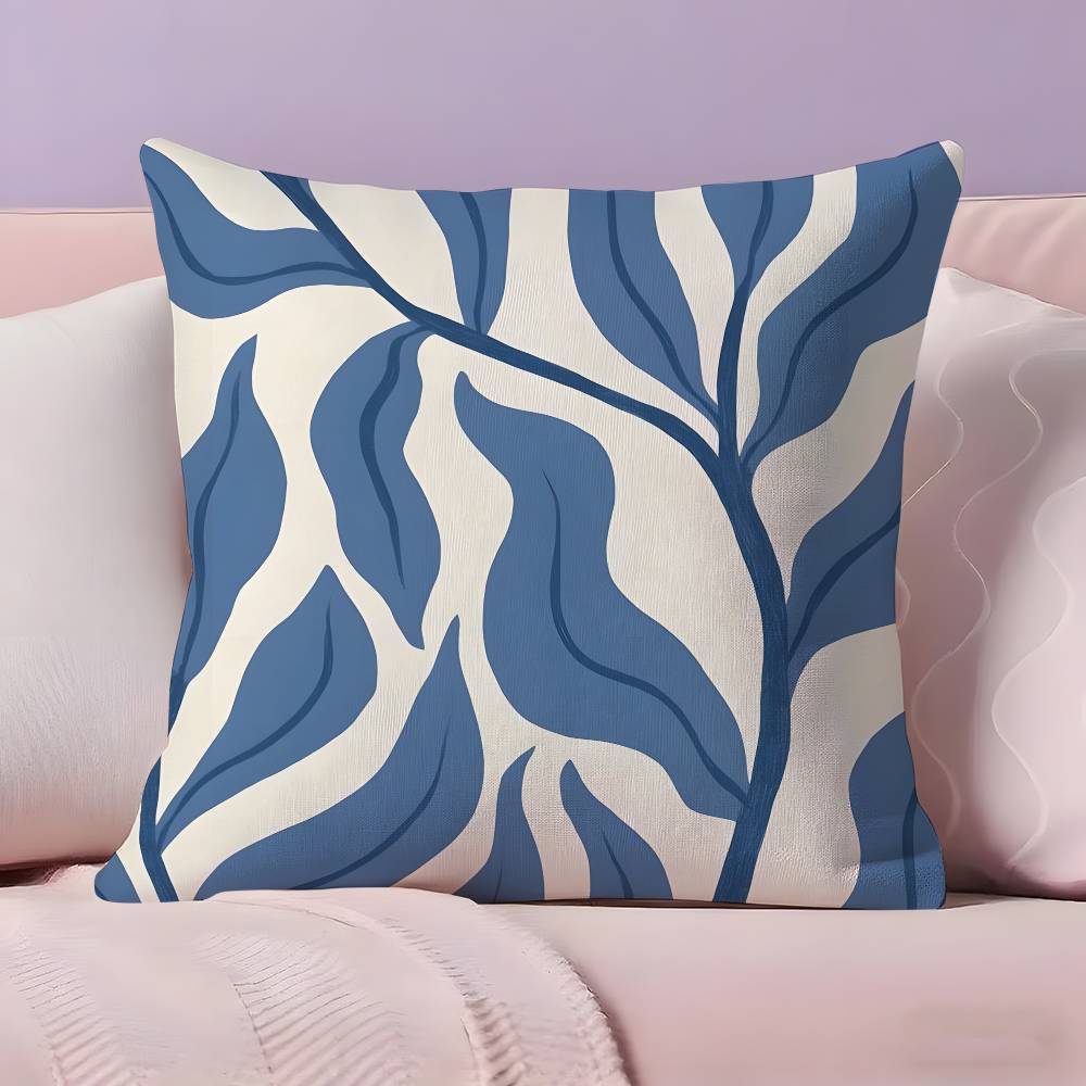 Elegant Blue Floral art Pillow Case  Ultra Soft Skin Friendly Fabric Cloud Like Comfort & Concealed Zipper