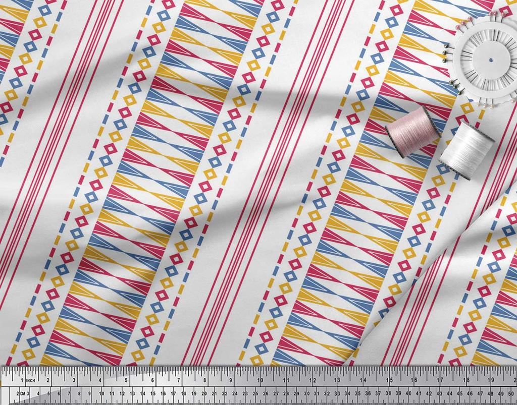 Soimoi Rosa Japan Krepp Satin Stoff Pannahazar Jamdani Druck Stoff pro Meter 42 Zoll