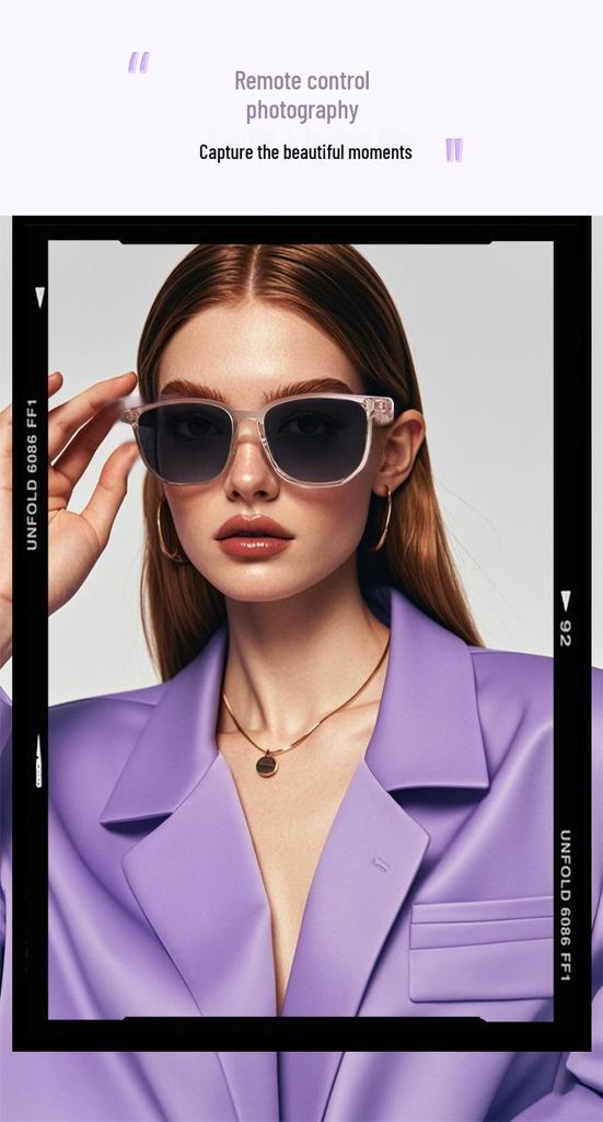 Smart Bluetooth Polarized Sunglasses with UV Protection, Anti-Blue Light, Music & Call Features, Transparent, Replaceable Lenses