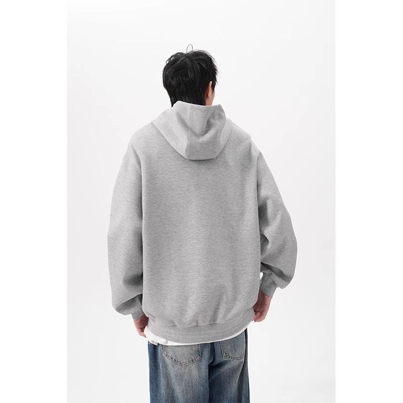 Men's Plus Size Fleece-Lined Button Hoodie - Oversized, Thickened Long Sleeve for Autumn/Winter