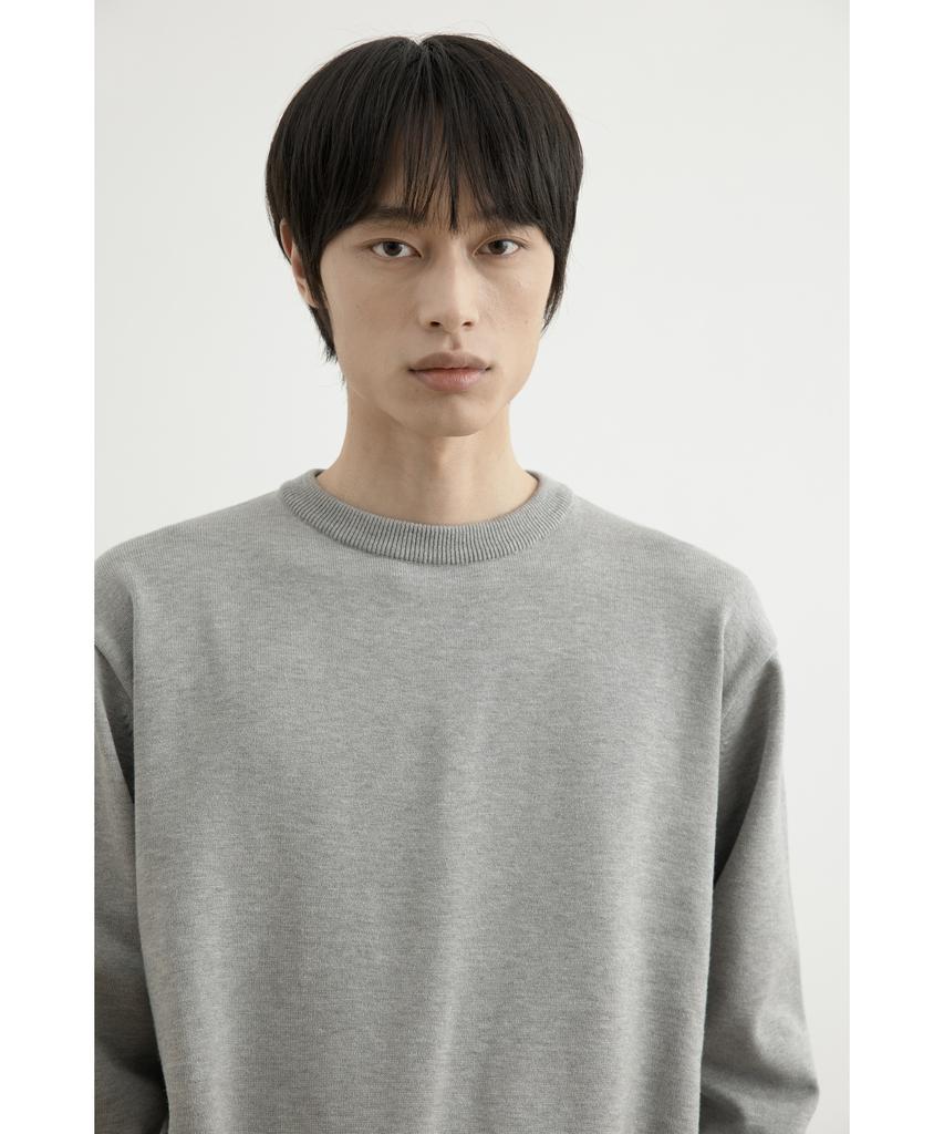 WHOLOVESART Washable Semi-Crop Knit Pullover Melange Gray