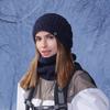 Winter outdoor warm hat scarf two-piece set fleece ear protector pullover hat women's cold-proof knitted wool hat