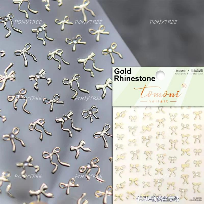 Shiny Polarized White Ribbon Bowknot Stars Tassel 3D Self Adhesive Nail Art Stickers Lovely Bow 5D Embossed Manicure Decals