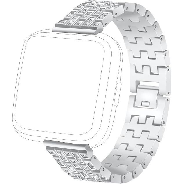 

FitTurn Compatible with Willful SW020 ID205/SW021 ID205L/SW025 ID205S Smart Watch Band for Women Men Replacement Quick Release Rhinestone Metal Bling срібний