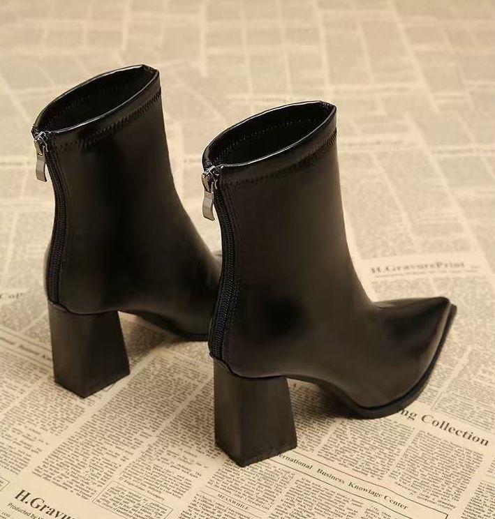 Fashion 2025 New Brand Shoes Women Motorcycle Boots Women Ankle High Heels Chelsea Boots Comfortable Pointed Toe Shoes Designer Pumps