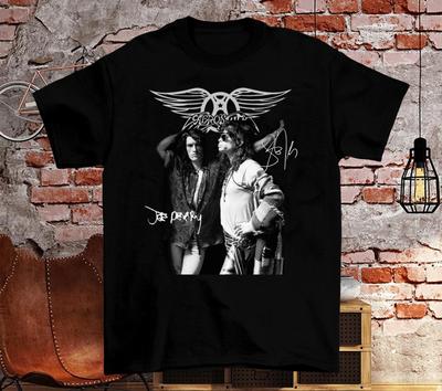 Aerosmith -Joe Perry- Steven Tyler Firma Nera Tutte le taglie S-5XL Maglietta AH667