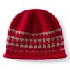 Vintage Fair Island Jacquard Knitted Cold Hat Women's Autumn and Winter Big Head Circumference Curled Wool Hat Warm Face Small Hat