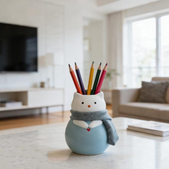1/2 Stück Keramik Katze Blumenvase Moderne Kätzchen Blumen Stifthalter Behälter Haus Büro Tischmittelstück Dekorativer Blumenpflanzen Vasen