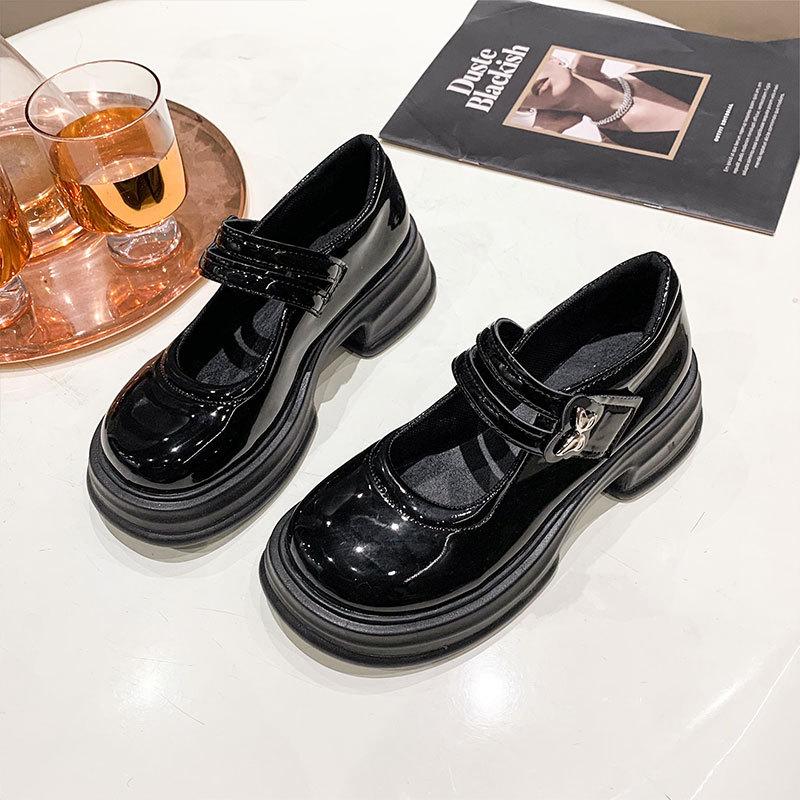 Japanese with Skirt Jk Uniform Shoes Shallow Mouth Thick Sole Mary Jane Single Shoes Women's Autumn New British Style Small Leather Shoes