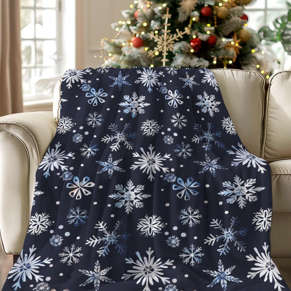 1pc Snowflake Patterned Winter Blanket ,Sofa, bed, travel, lunch break, flannel blanket.