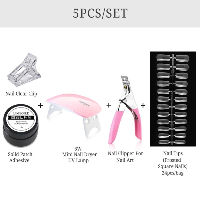 5g Solid Nail Tips Gel Trasparente Soak Off UV LED Nail Art Gel Smalto Funzione Gel Lampada UV Kit di Estensione Unghie Cibo per Cani Oro Massiccio