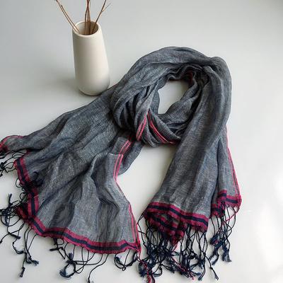 Bufanda de Lino 100% Natural Color Sólido MujerHombre Bufandas Chalinas de Verano Tamaño Grande Bufandas con Borlas Para Hombres