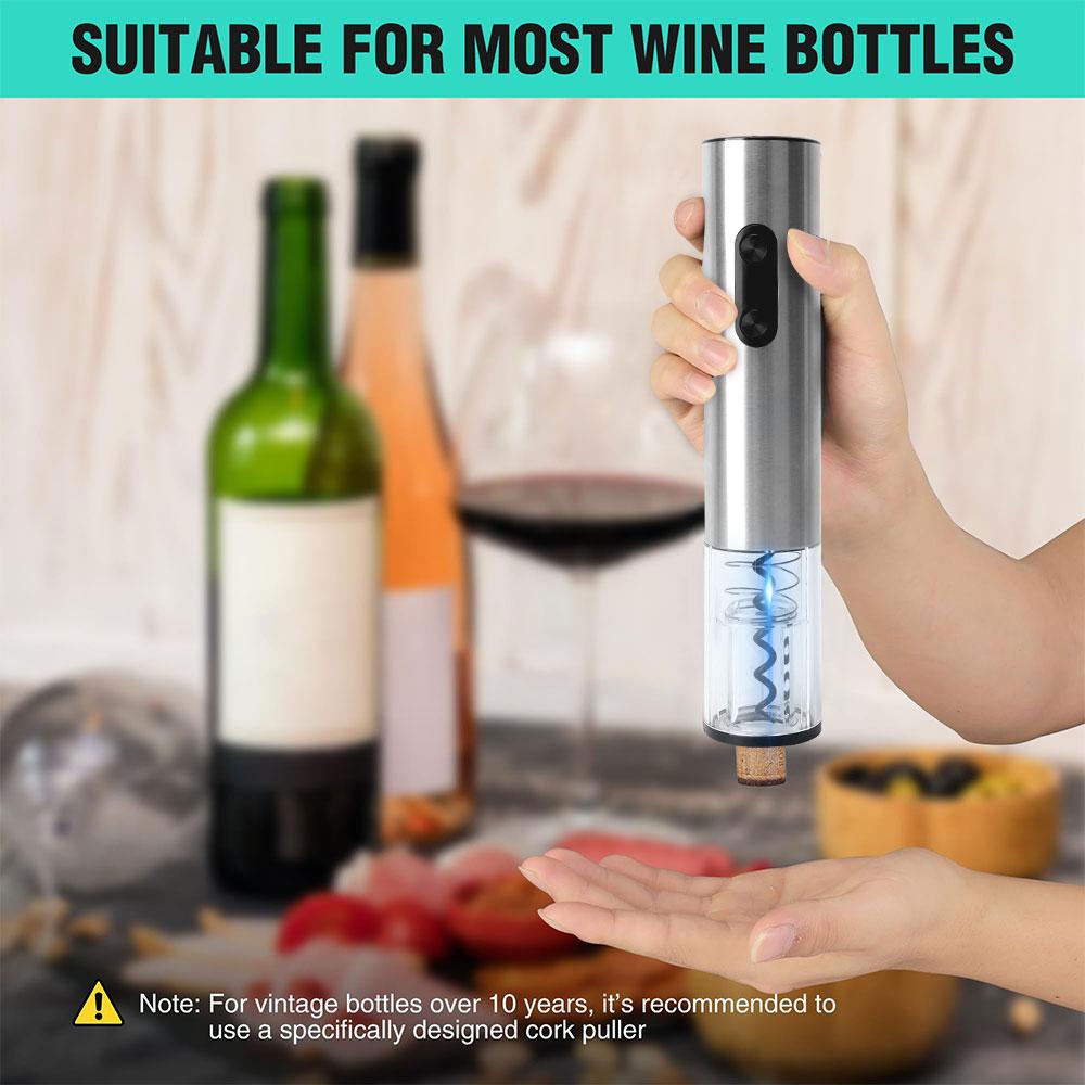 Electric Wine Bottle Opener With Foil Cutter Stainless Steel Battery Operated Wine Opener Set Automatic Corkscrew for Party Tool