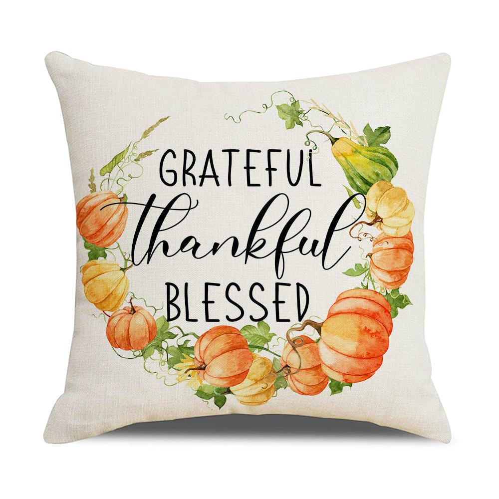 New Autumn Throw Pillow Cover Pumpkin Truck Thanksgiving Cushion Linen Digital Print Holiday Dress Up Cushion