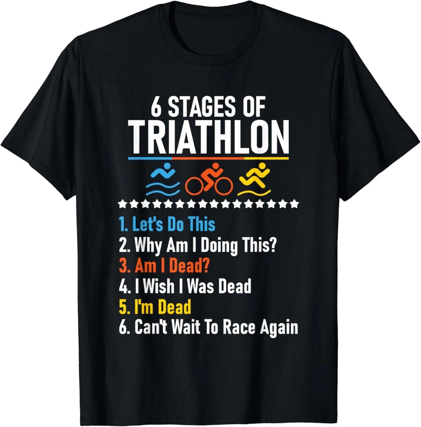 6 Stages Of Triathlon - Athlete Running Swimming Bicycling Gift Unisex T-Shirt 2XL