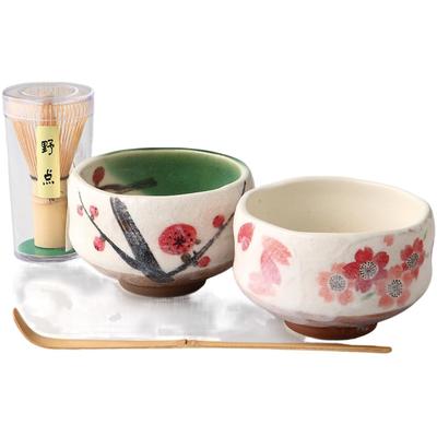 Mísa na matcha x x Mini matcha sada Porcelán Keramika Mino Vyrobeno v Japonsku Ale-net Š9,8 H9,8 V6,4cm Švestka/Sakura