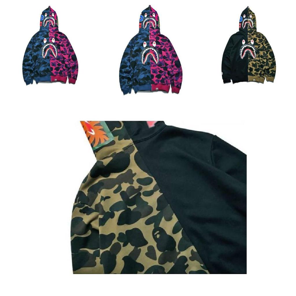 Trendy Shark Head Graphic Hoodie With Stylish Zip-up Design For Youthful Fashion Enthusiasts In Fall
