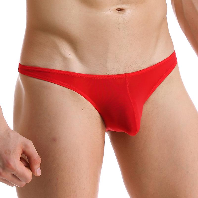 Pánské ledové hedvábné tanga trojúhelníkové šortky ultra tenké průhledné prodyšné sexy pohodlné