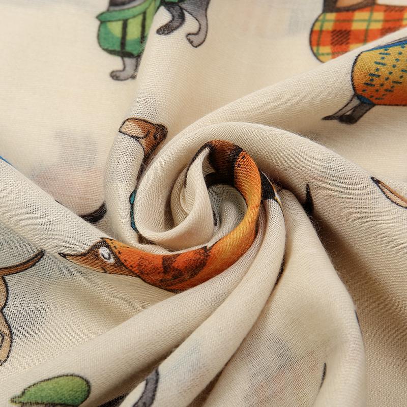 Animal Scarf Tassel Viscose Shawl Dachshund Dog Cat Pattern Scarves Women Muslim Hijab Cute Head Wraps Muffler