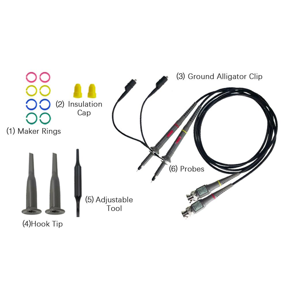 Oscilloscope Probe with Accessories Kit 100MHz Oscilloscope Clip Probes