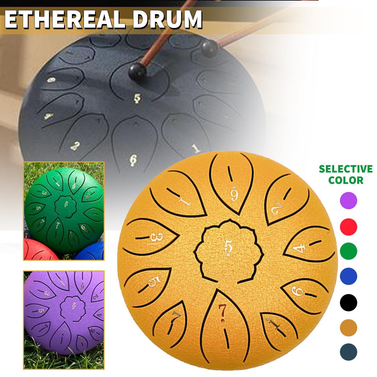

PDTO 6Inch Steel Tongue Drum Set Handpan Drum Pad Tank with Drumsticks for Beginner