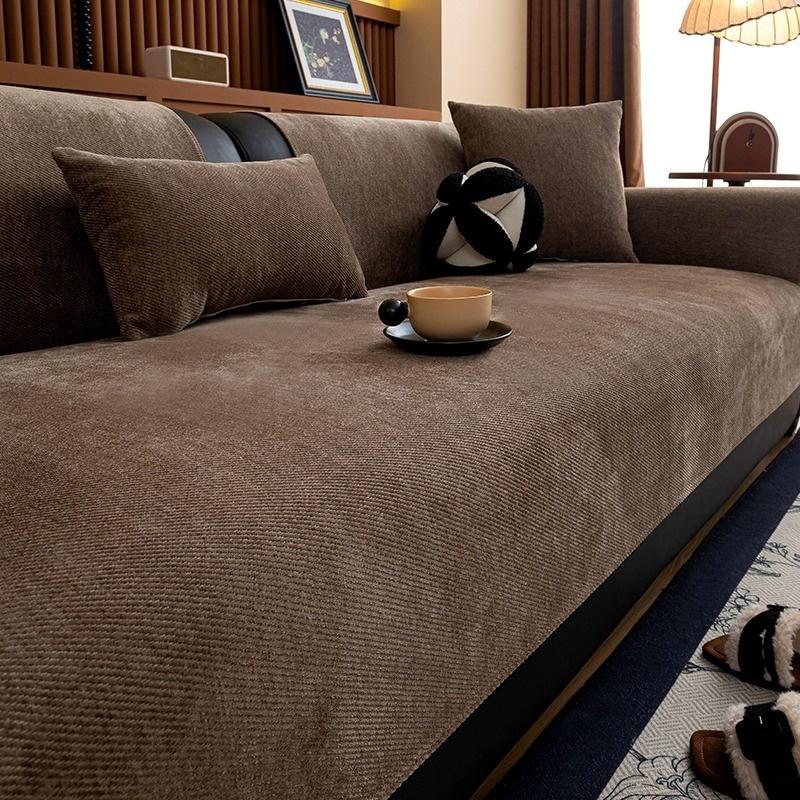 

Minimalist Twill Yarn-Dyed Chenille Anti-Slip Sofa Cover, for Living Room All Seasons Couch Seat Cover Universal Washable Decor 90x160cm коричневий