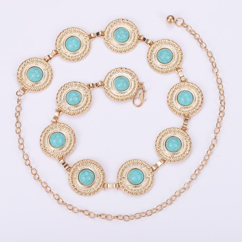 Metal Waist Chain Women'S Dress Waist Decoration Retro Silver Hook Adjustment Belt Five Optional