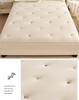 Washed Cotton Quilted Fitted Sheet - Solid Color, Full Wrap, Protective Cover for Home & Dormitory