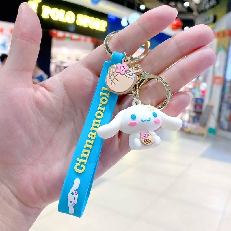 Authentic Hello Kitty Keychain Silicone Cute Cartoon Accessory For Gifts And Bags Cinnamoroll