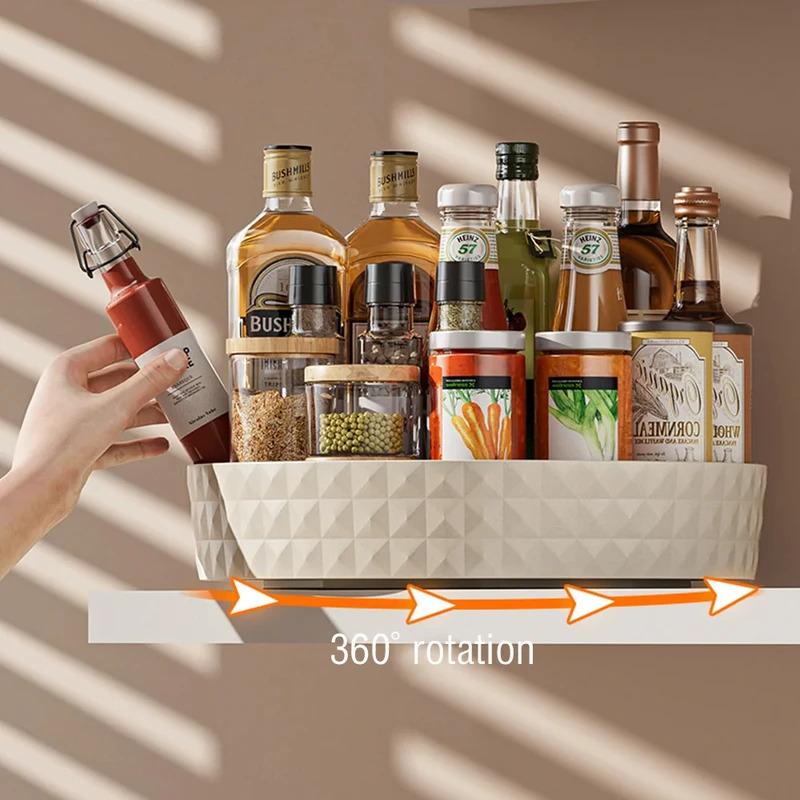 1pcs Rotating Seasoning Rack Multifunctional Cosmetic Storage Box, Household Seasoning Storage Rack, Kitchen Storage Rack