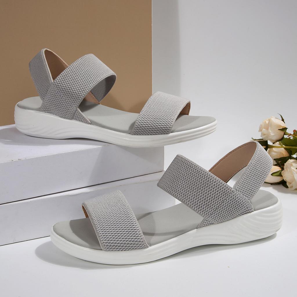 Mode Damen Strick Elastisches Tuch Keilsandalen Slip On Leichte Wandersandalen Damen Übergröße Bequeme Sommerschuhe Frau 2025