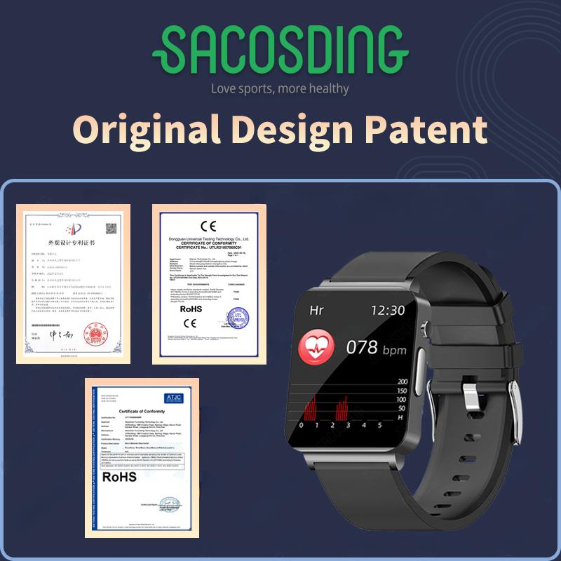 SACOSDING Hygieia-002s Pro-C Blood Pressure ECG+PPG Smart Watch Men Heart Rate Blood Oxygen Health Body Temperature Smartwatch Women