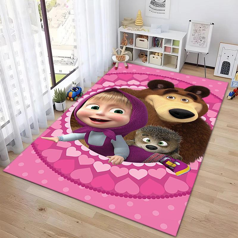 Russian animation Masha and the Bear Fairy Tale Cartoon Carpet Soft Home Living Room Bedroom Door Mat Outdoor Picnic Ground Mat rug T4
