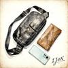 IJUN Men's Vintage Body Bag - Handmade Vegetable-Tanned Leather, Size Small (Black)