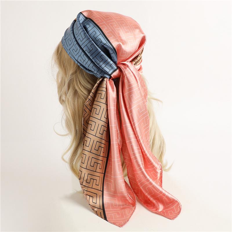 Neckerchief Shawl Wraps Print Silk Satin Scarf Square Women Muslim Hijab Elegant Headband  Bandana Design