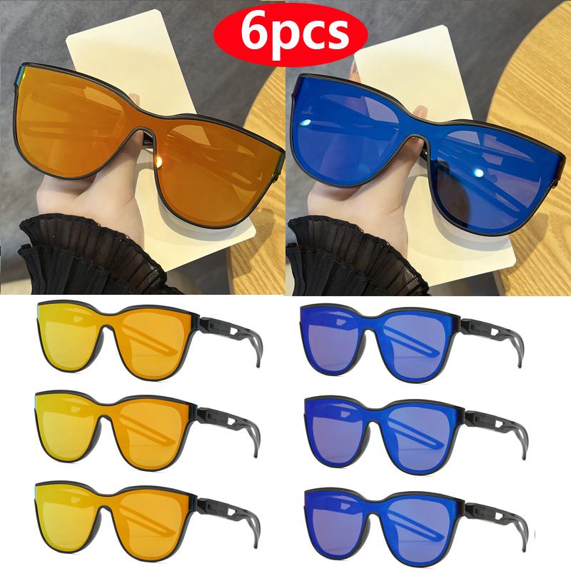 6pcs Fashion Brand Classic Rectangular Large Frame Sunglasses Women Designer Retro Sun Glasses INS Eyeglasses Men Unisex Shades