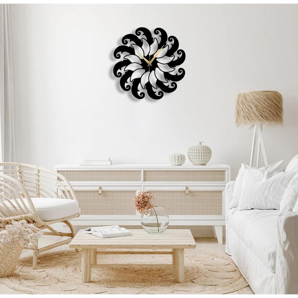 Stylish Watch Wall Clock with Numbers/Large Size Clock & Wall Ornament/Metal Outdoor Wall Clock for Bedroom, Office -Black