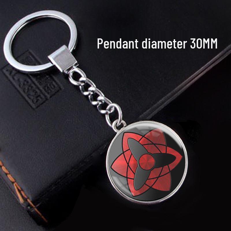 Naruto Sharingan Time Gem Silver Keychain Ornament