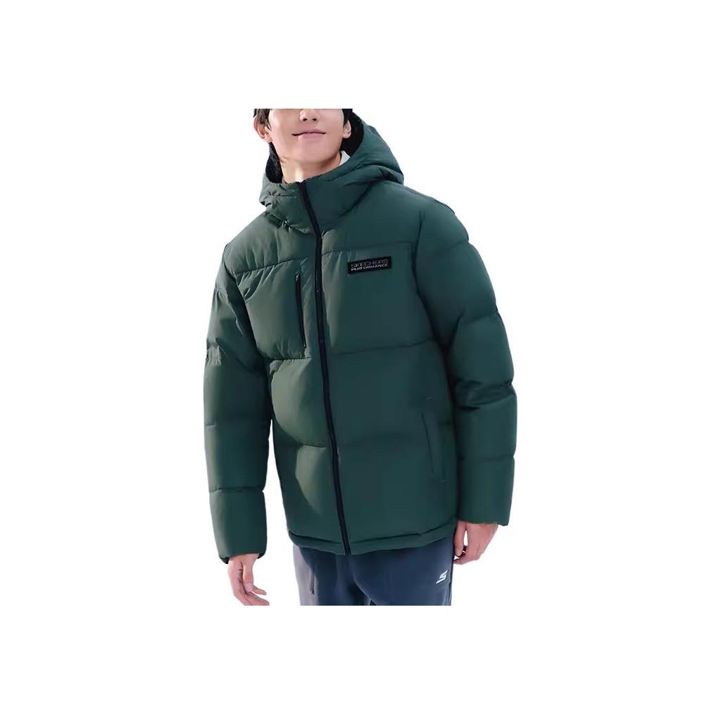 Skechers Warm Outdoor Waterproof Hooded Quilted Down Jacket Men Jackets Bush-Green P423M126-03RT