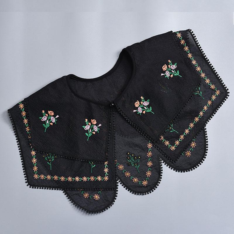 Perfect Match Pink Women Scarf Shawl Detachable Collar Tie Necklace Embroidery Lapel Fake False Collar Woman Lace Tie Neckwear Nep Kraagie