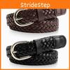 Solid Color Simple Metal Buckle No Punching Leather Woven Women Belt