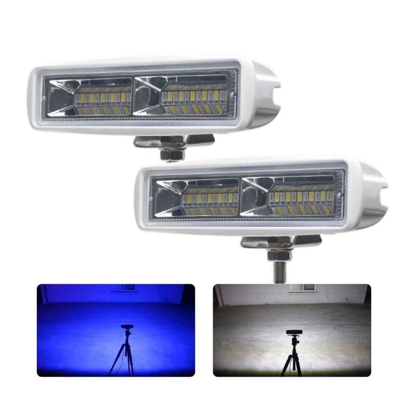 LED Work Light Marine, 18W Dual Color White Blue, 316 Stainless Steel Brackets, Boat Searchlight, for Yacht Truck Offroad, 12V