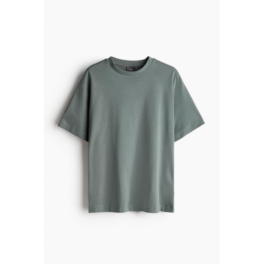 H M Loose FiT T sHirT Dark Sage Green