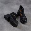 Johnature Sandale Romane Retro Piele Naturală Platformă Groasă Fermoar Botine Decupate Femei
