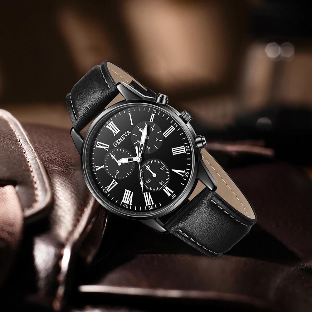 2PCS Men's Watch Fashion Business Men's Quartz Watch Bracelet Jewelry Set Suitable for Daily Clothing Matching