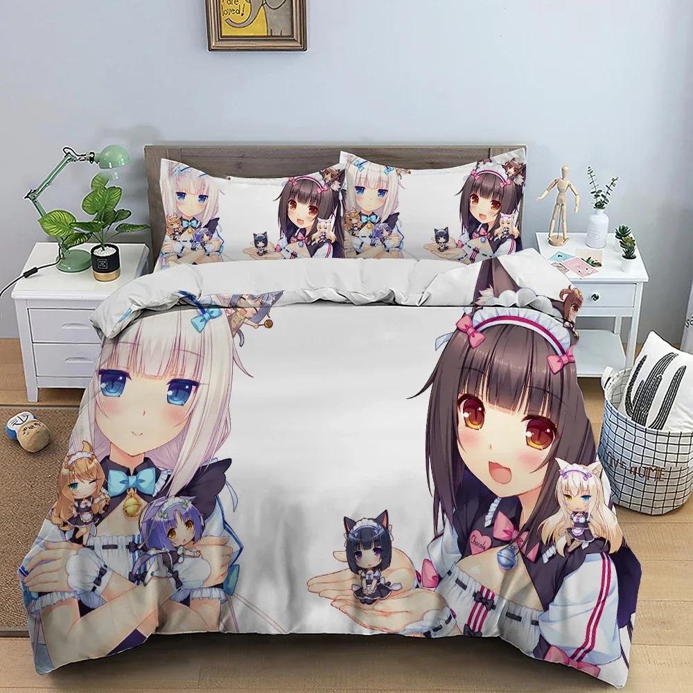 Comforter Anime Nekopara Sexy Girl Bedding Set For Bedroom Soft Modern S Comefortable Kids And
