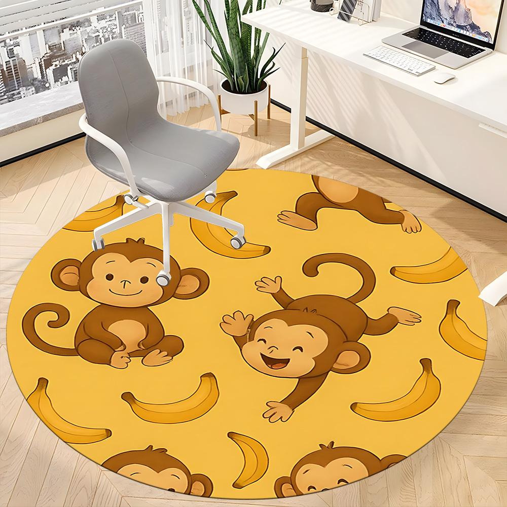 1pc Monkey Bananas Pattern Chair Carpet for Office, Non-slip, Soft and Durable Office Rug, Perfect for Office yy260131055
