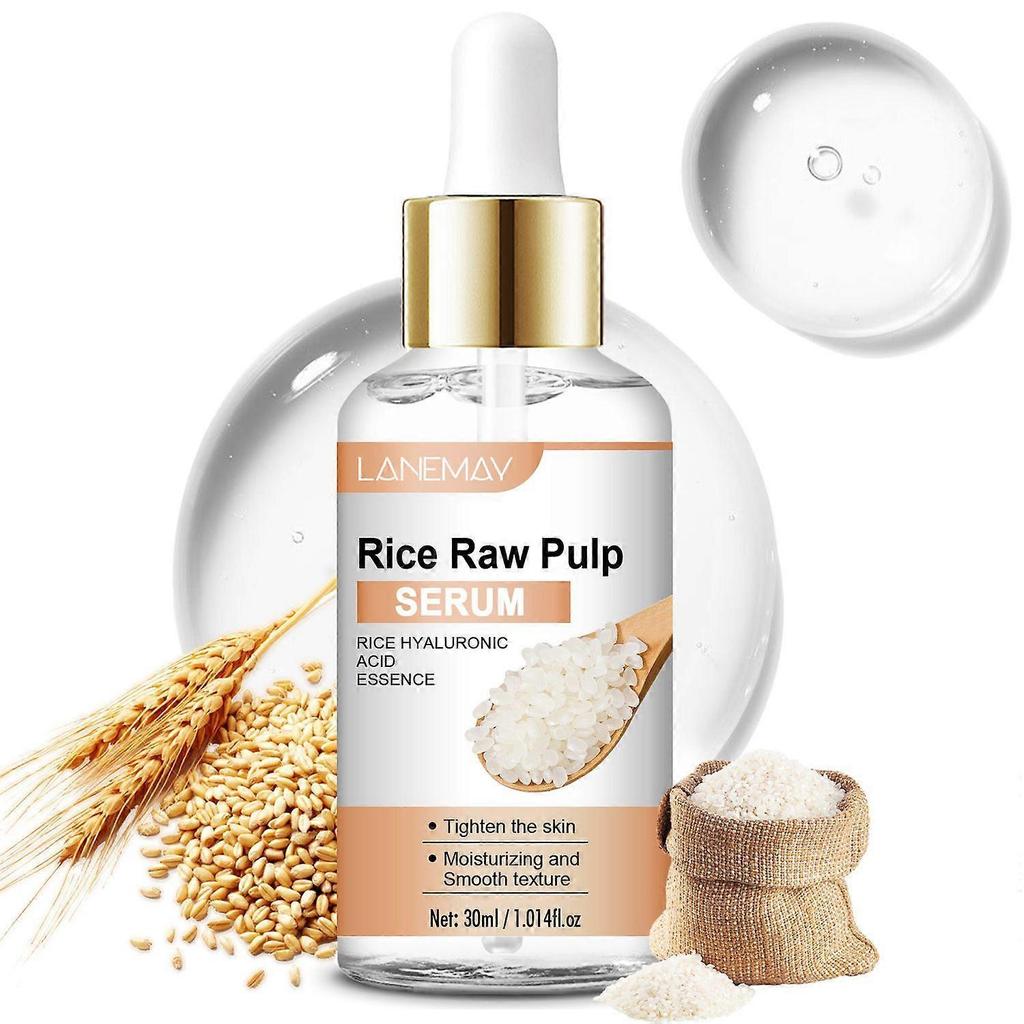 Rice Raw Pulm Face Essence, Rice Serum Anti-Wrinkle Serum, Fade Fine Lines, Brighten Skin Tone, Repair and Improve Acne Marks, Replenish Water and Moi